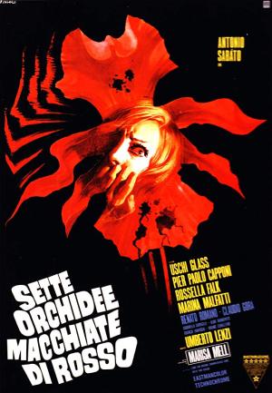 Sette orchidee macchiate di rosso