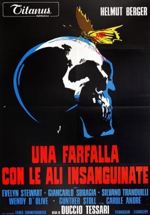 Una farfalla con le ali insanguinate